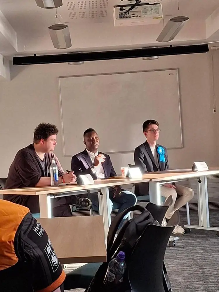 Ebenezer speaking at a candidates’ panel at the University of Hull